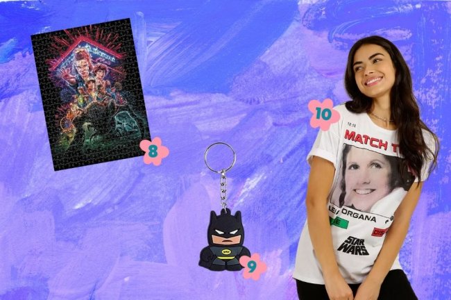 Vitrine Entrete (2) Quebra-cabeça, chaveiro e menina com blusa