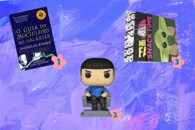 Vitrine Entrete Livro, boneco e conjunto de cadernos