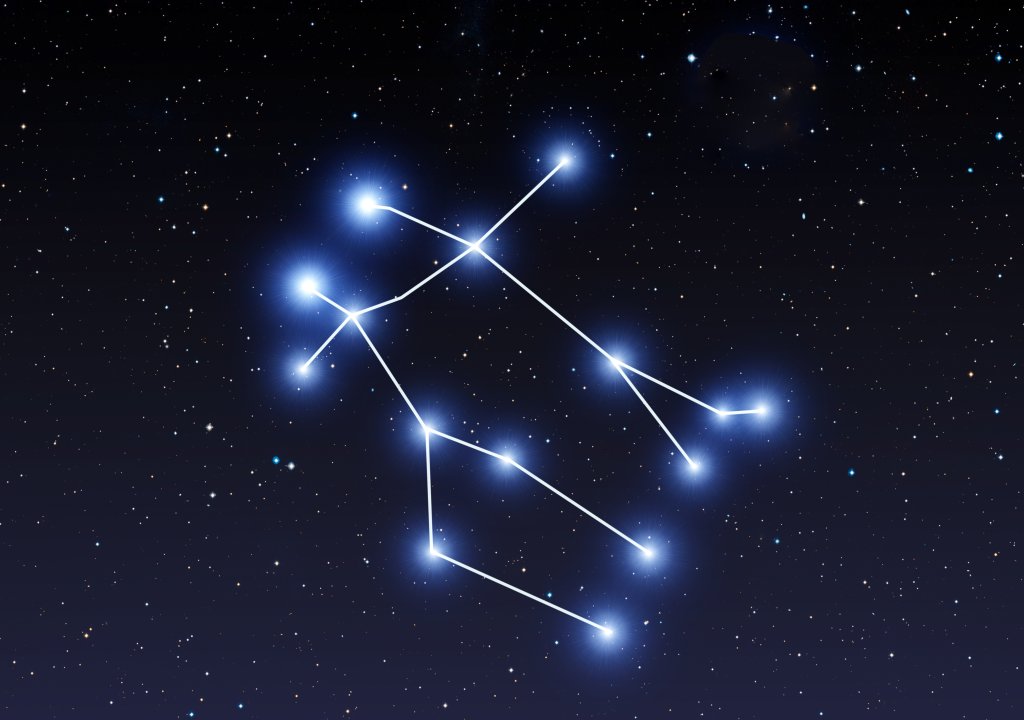 Contelação do signo de Gêmeos sobre o céu estrelado