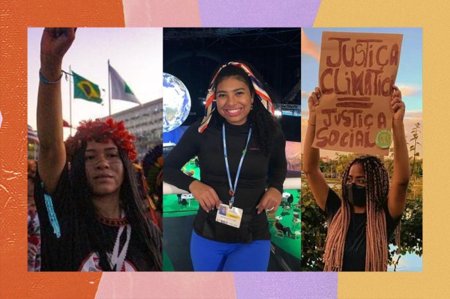 Montagem de fotos de líderes ambientais, representadas por mulheres indígenas e negras