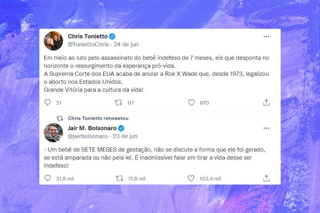 Chris Tonietto e Jair Bolsonaro se posicionando pró-vida