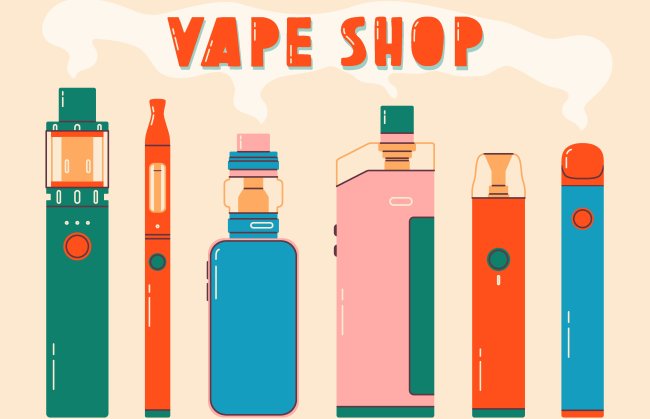 Cigarros eletrônicos: nova modinha entre jovens é lobo em pele de cordeiro Ilustração mostrando vários modelos de vapes que existem no mercado