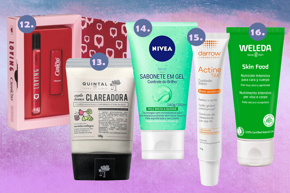 black-friday-produtos-skincare-pele-02 Produtos de pele em promoção na Black Friday. Montagem em fundo degradê azul e lilás