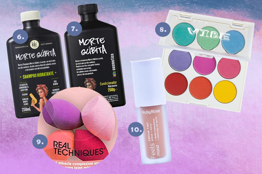 descontos-produtos-esquenta-black-friday-02 Montagem em fundo degradê azul e roxo de cinco produtos que estão com descontos no período de Esquenta Black Friday da Amazon