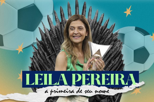 Montagem com a foto da Leila Pereira, presidente de Palmeiras, como se fosse uma personagem de Game of Thrones