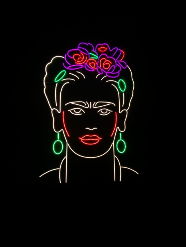 Painel de LED da Frida Kahlo na exposição