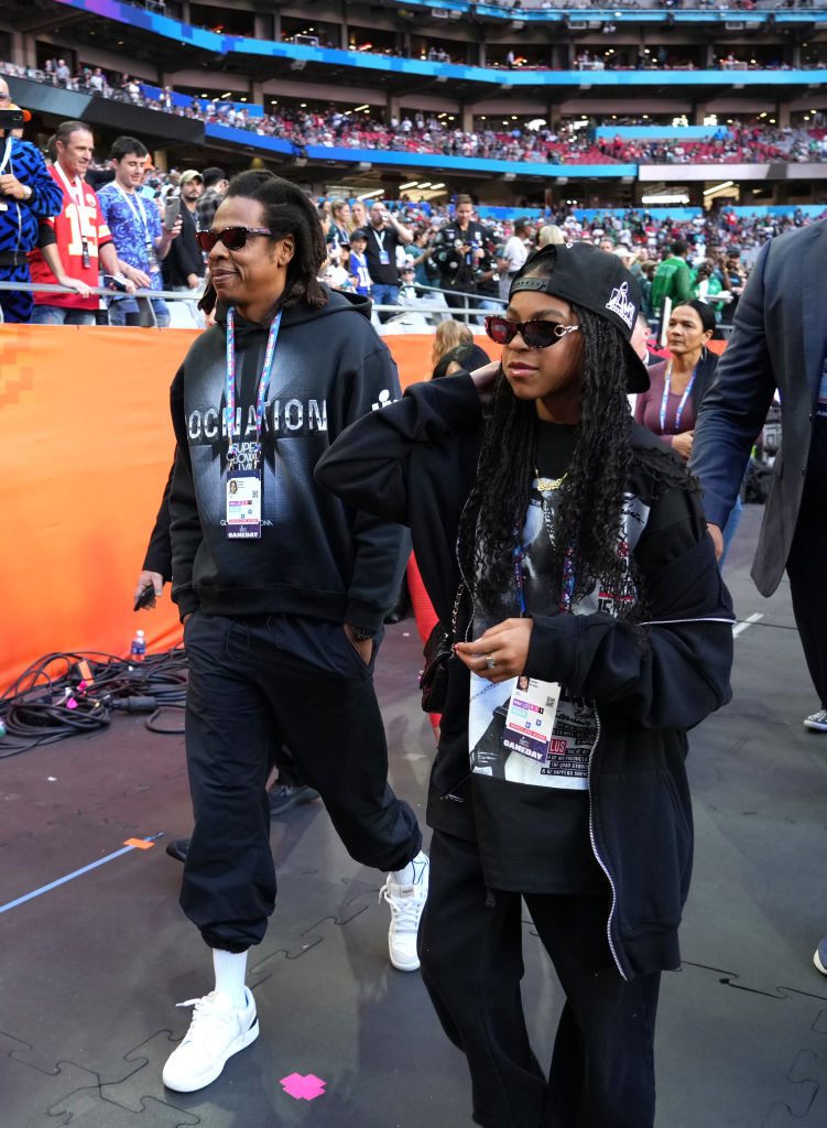 Jay-Z e Blue Ivy Carter no Super Bowl 2023