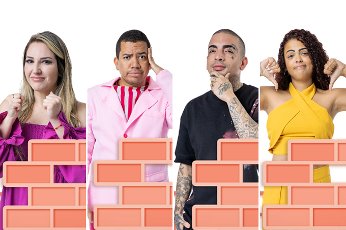 Amanda, Bruno Gaga, Mc Guimê e Paula estão no quarto paredão do Big Brother Brasil 23