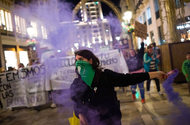 Manifestação no Dia Internacional das Mulheres em Málaga, na Espanha