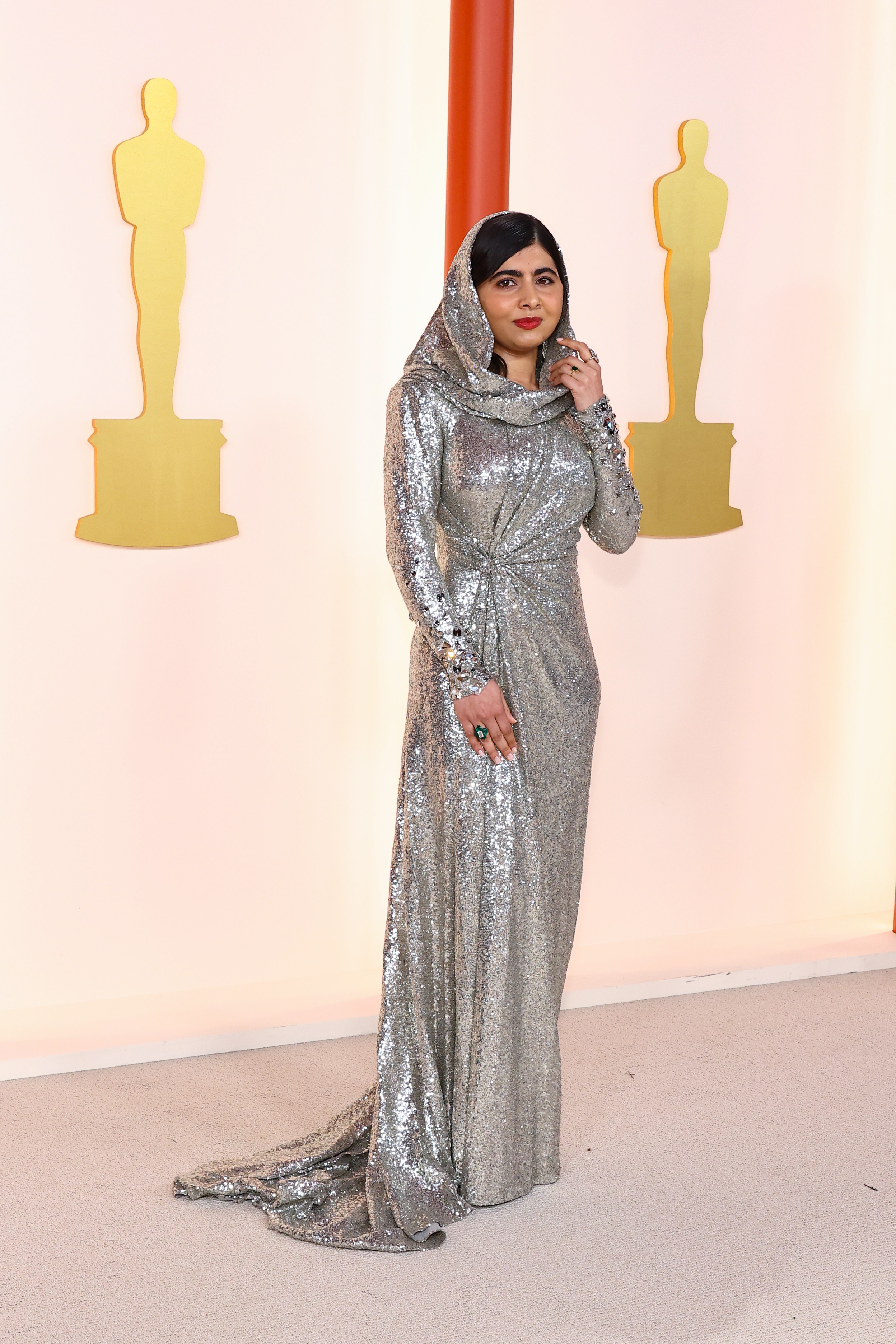 Malala Yousafzai no tapete vermelho do Oscar 2023