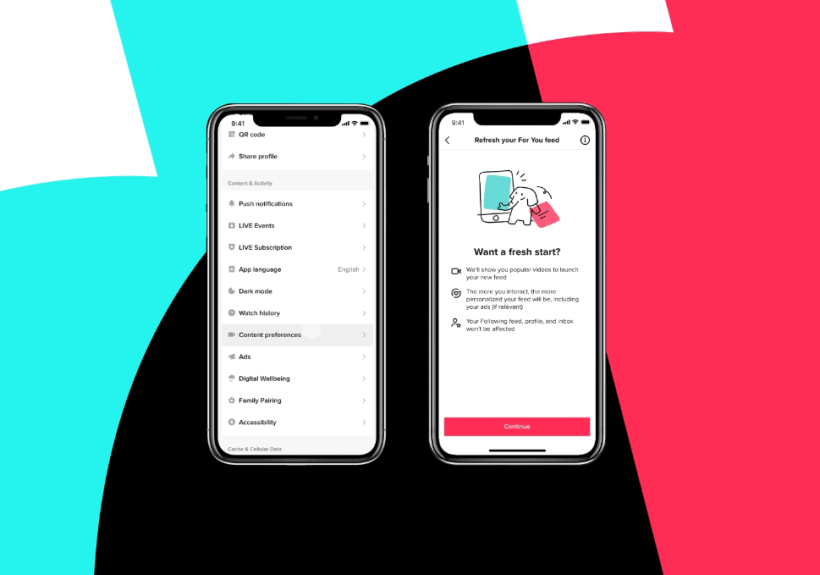 TikTok lança recurso para restaurar a página "Para Você" e limpar algorítimos