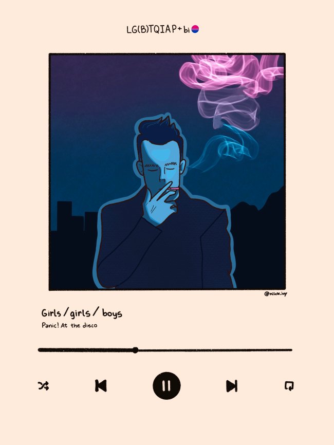 Ilustra azul de um homem fumando e tem uma fumaça rosa