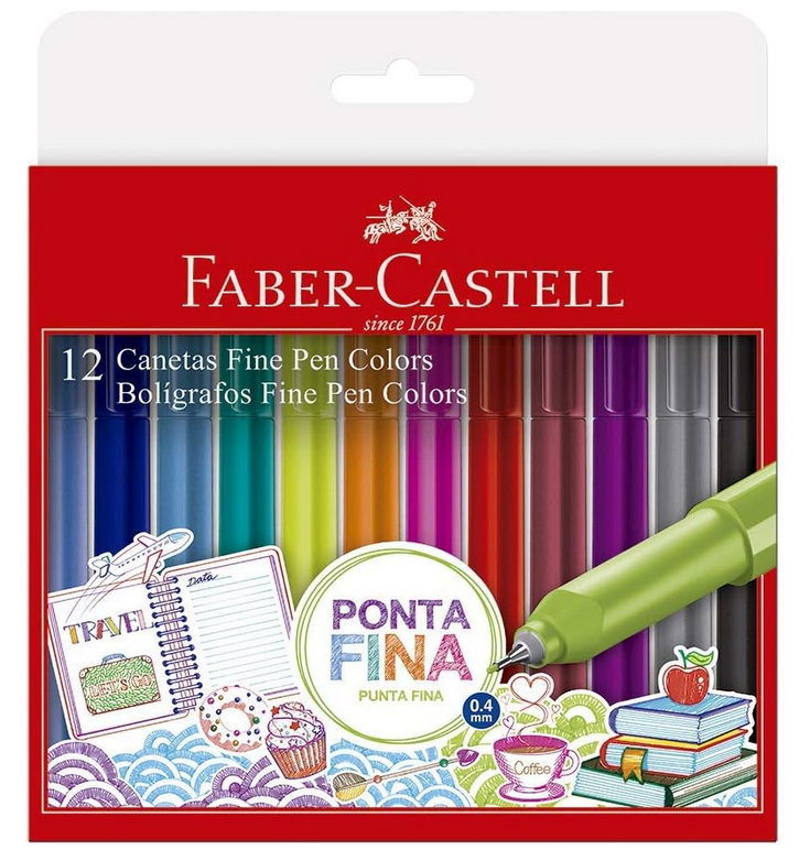 Kit de 12 canetas coloridas
