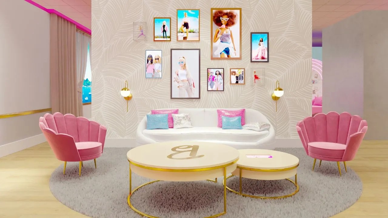 Foto da sala da Barbie na exposição 'Casa da Barbie’, que chega em São Paulo