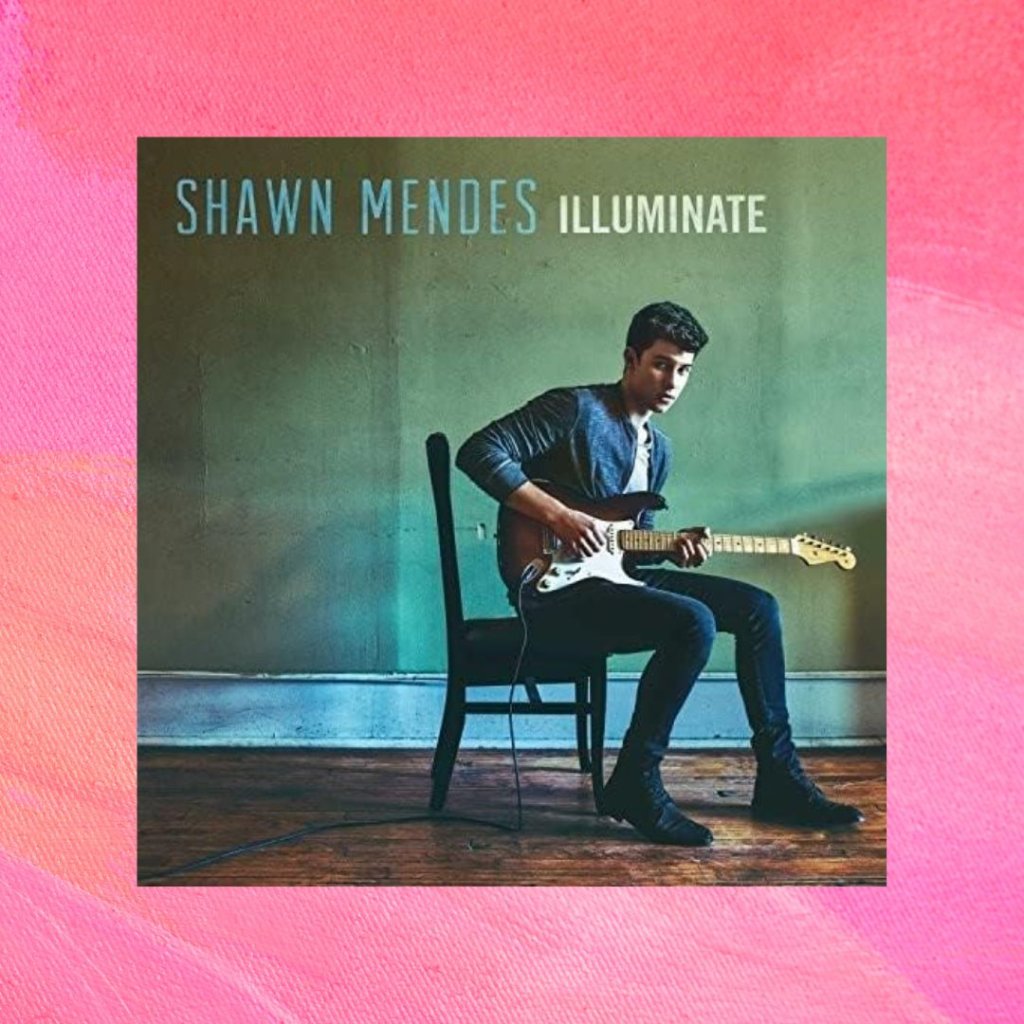 Capa do álbum Illuminate de Shawn Mendes. Fundo rosa.