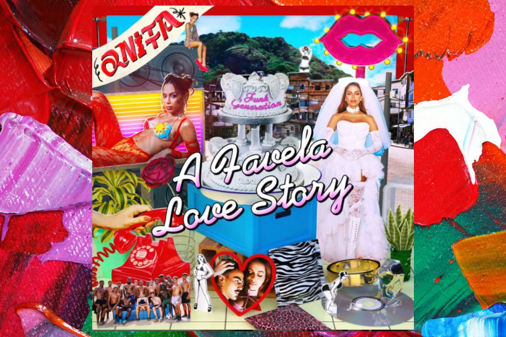 Capa do novo projeto de Anitta: A Favela Love Story. Fundo colorido.