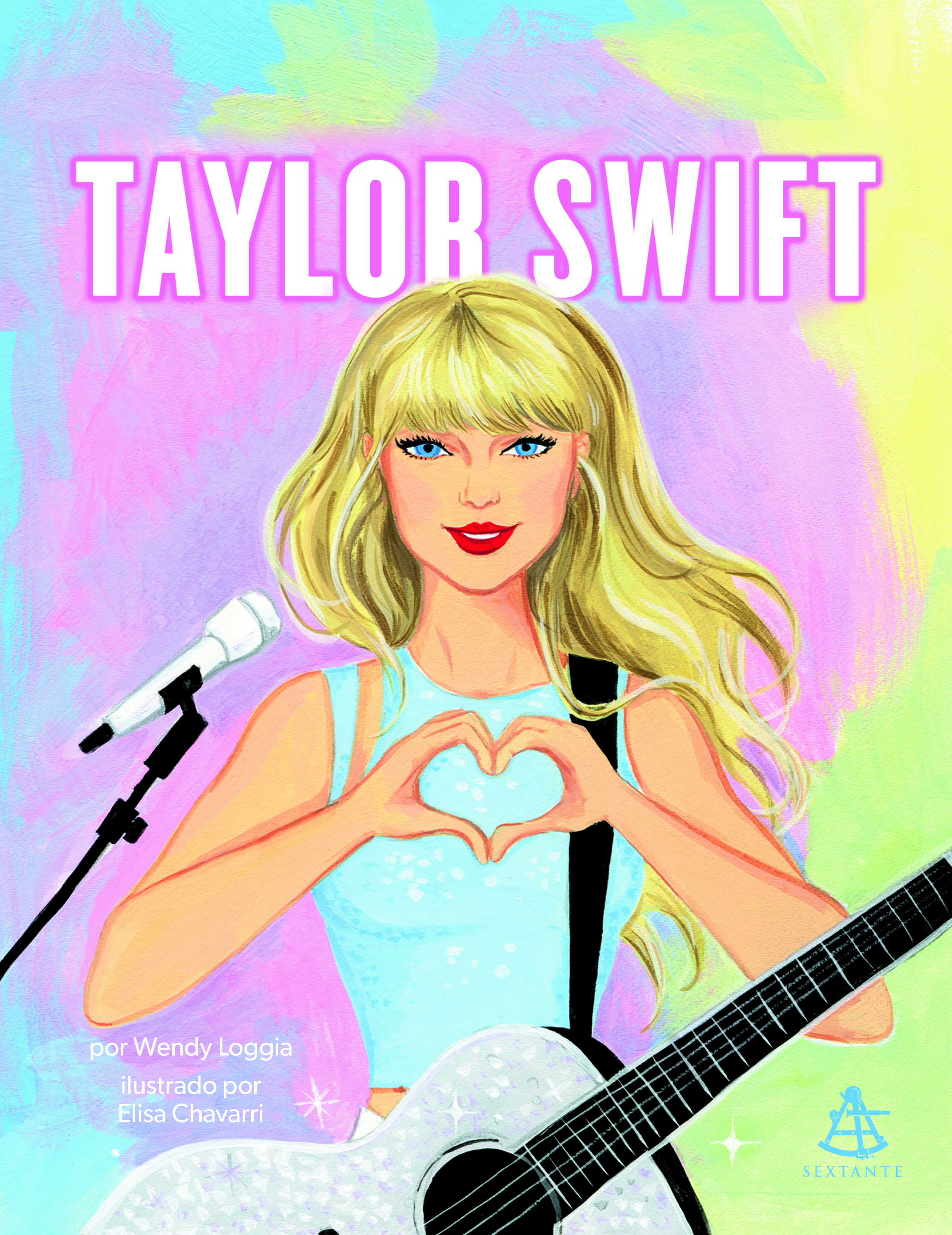 Capa do livro Taylor Swift com ilustração da cantora fazendo um coração com as mãos