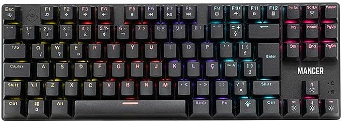 O teclado Mancer Shade MK2 é essencial para gamers, com formato TKL ABNT2, iluminação LED Rainbow, switches Huano Blue para precisão, anti-ghosting e durabilidade com tampa em ABS. Leve seu setup para o próximo nível e brilhe em suas batalhas com esse teclado incrível.