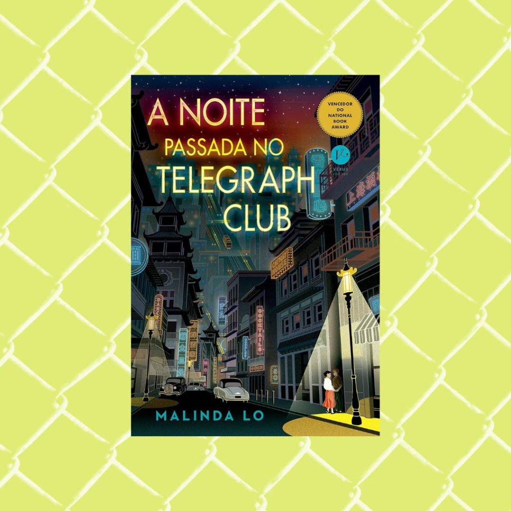 Capa do livro A noite passada no Telegraph Club (Kindle Unlimited). Fundo verde.