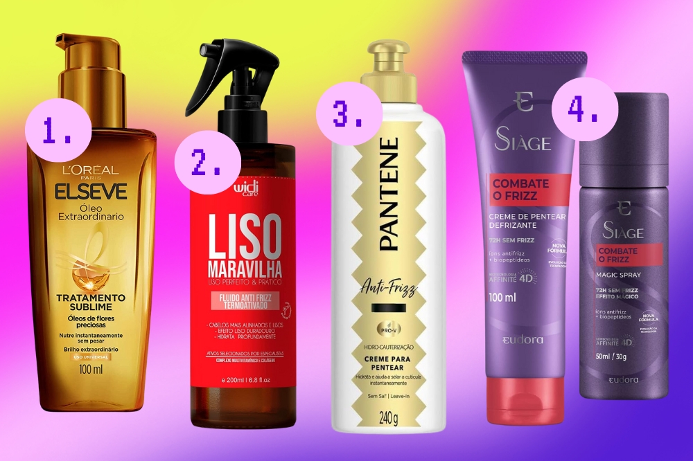 Produtos de cabelo antifrizz