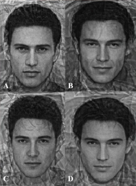 Quatro imagens de rostos masculinos em preto e branco