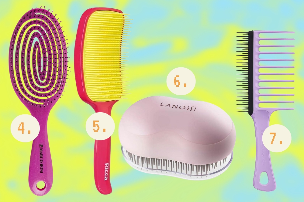 Opções de escovas e pentes para cabelos crespos e cacheados