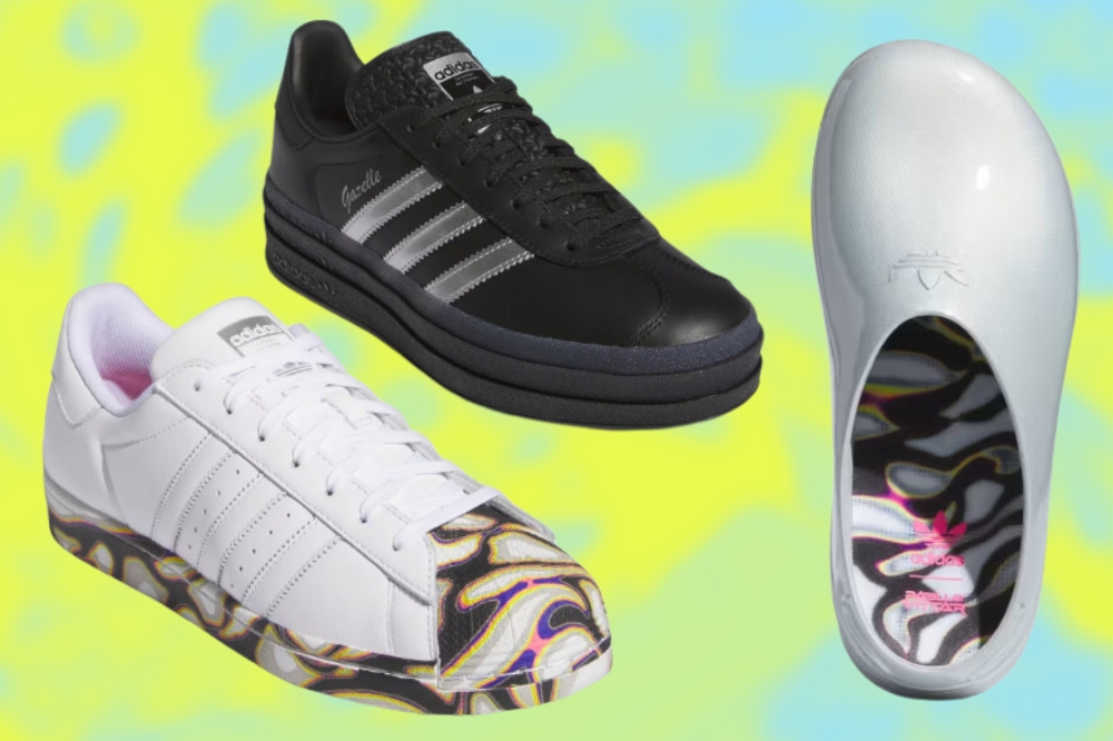 Tênis Superstar e Gazelle Bold e mule Stan Smith da coleção Pride 2024 Adidas X Pabllo Vittar