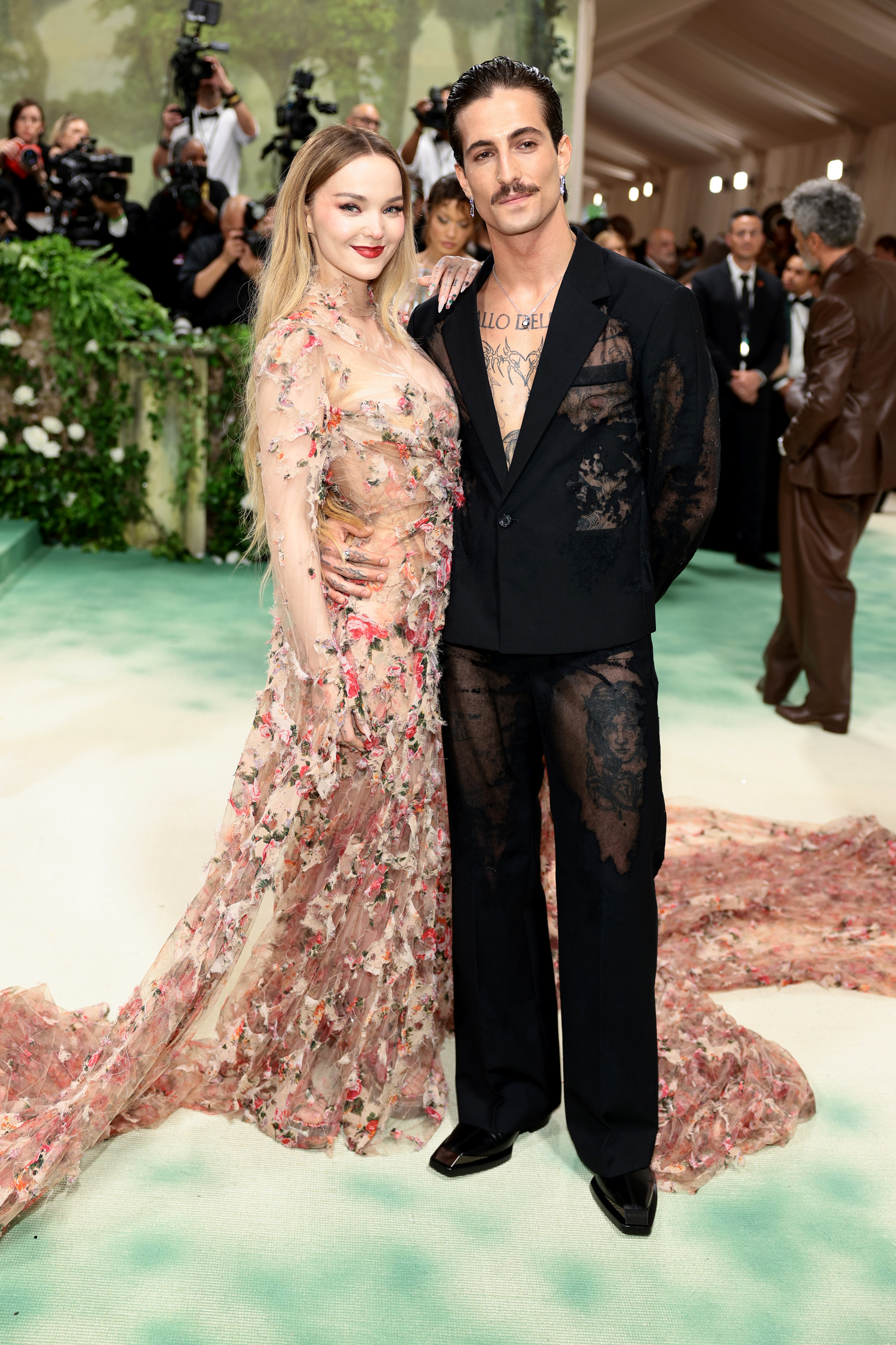 NEW YORK, NEW YORK - MAY 06: (L-R) Dove Cameron and Damiano David attend The 2024 Met Gala Celebrating 