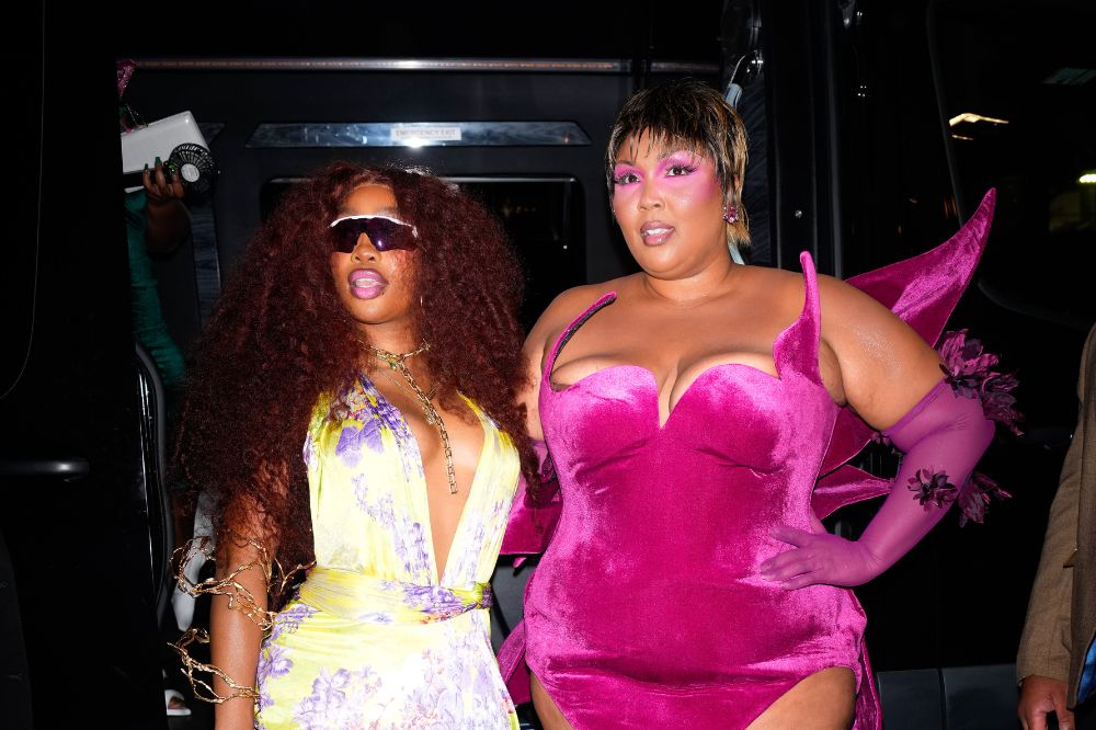 NEW YORK, NEW YORK - MAY 06: SZA and Lizzo are seen at a Met Gala afterparty on May 06, 2024 in New York City. (Photo by Gotham/GC Images)
