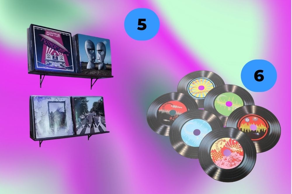 Prateleira para disco vinil e kit de discos de vinil decorativos