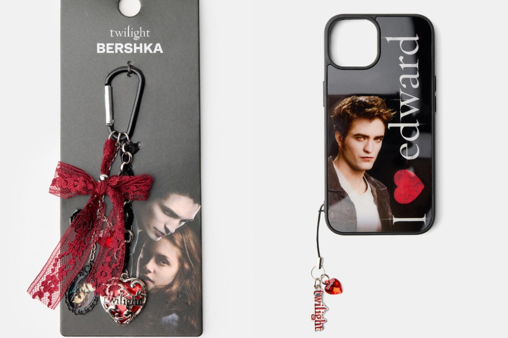 Chaveiro e capinha de celular da coleção da Bershka inspirada em Crepúsculo