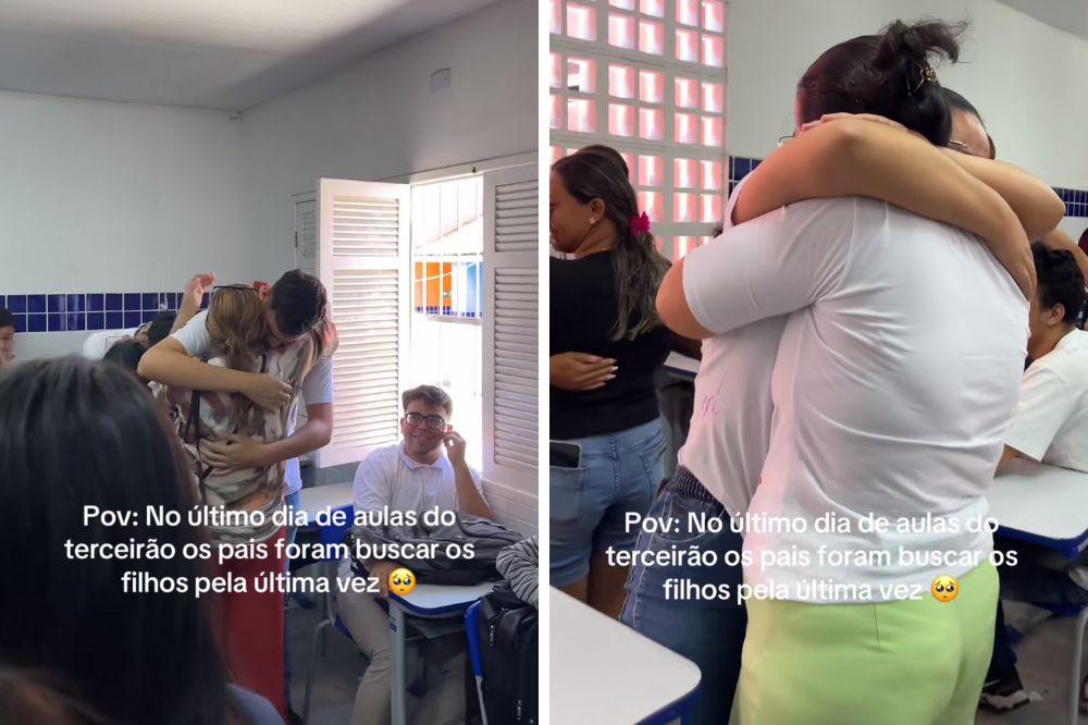 pais buscando os filhos na escola pela última vez