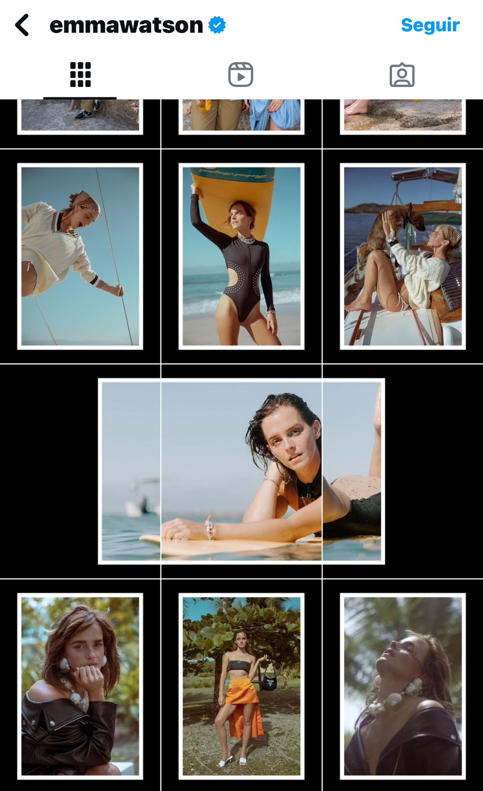 emms Perfil da Emma Watson com novo layout do Instagram