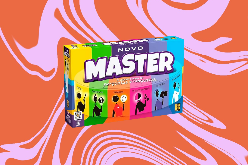 Imagem do jogo "Master", em um fundo laranja e rosa.