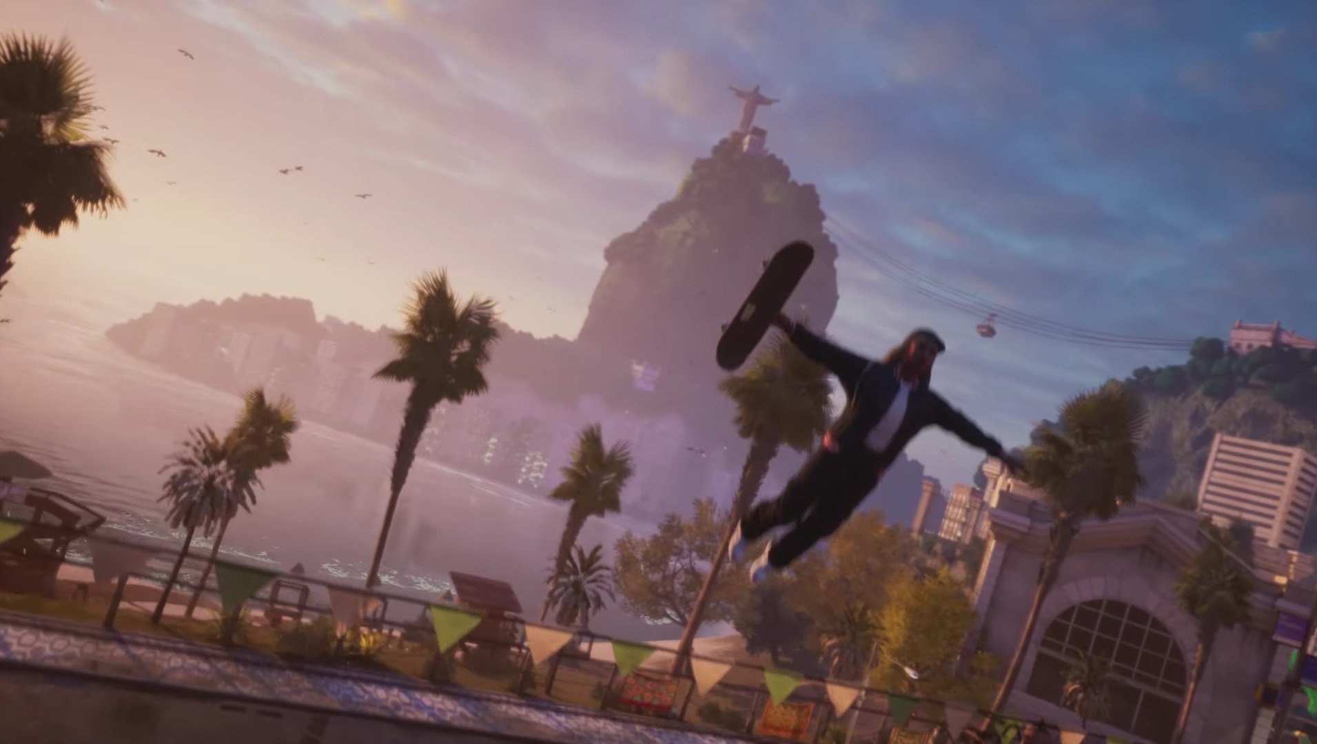 Rayssa Leal no jogo Tony Hawks Print do jogo Tony Hawk com Rayssa Leal como uma das personagens no cenário do Rio de Janeiro.