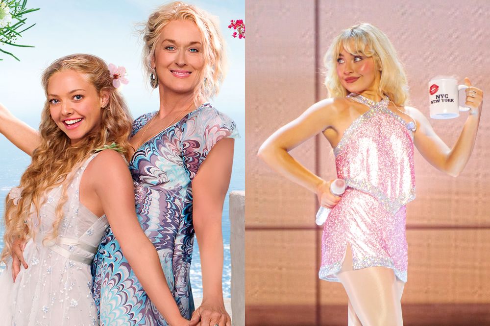 Na montagem vemos Amanda Seyfried, Meryl Streep e Sabrina Carpenter