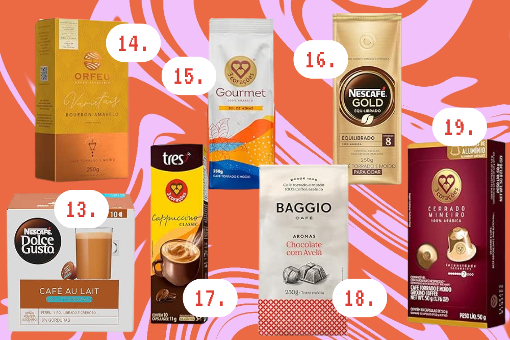 O que você precisa para montar uma cafeteria em casa Imagem de cafés em cápsula e em pó da Dolce Gusto, Orfeu, Três Corações Gourmet, Três Corações, Baggio e Nescafé.