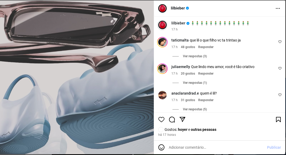Screenshot 2025-06-27 12.47.11 Imagem de um print do Instagram de Justin Bieber, em uma publicação onde os seguidores questionam a mudança do nome.