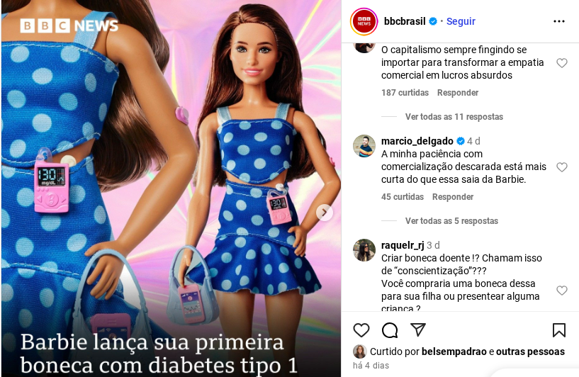 Barbie lança primeira Barbie com diabetes tipo 1 e gera debate Barbie lança primeira Barbie com diabetes tipo 1 e gera debate