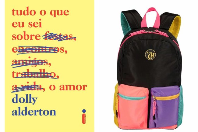 Tudo o que eu sei sobre o amor e Kit Mochila Grande e Estojo 2 Compartimentos Capricho Contrast - Preto e Rosa