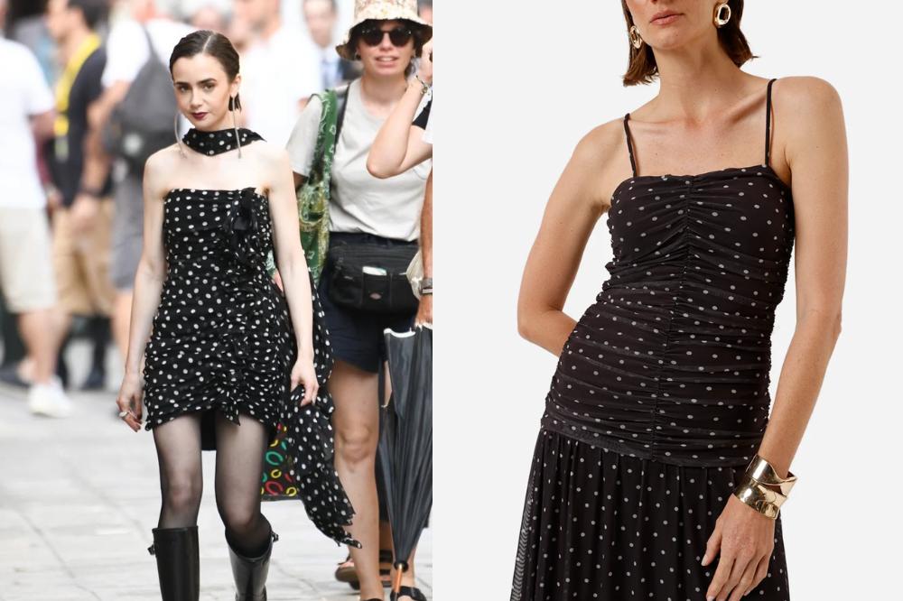 Vestido poá longo inspirado em Emily em Paris