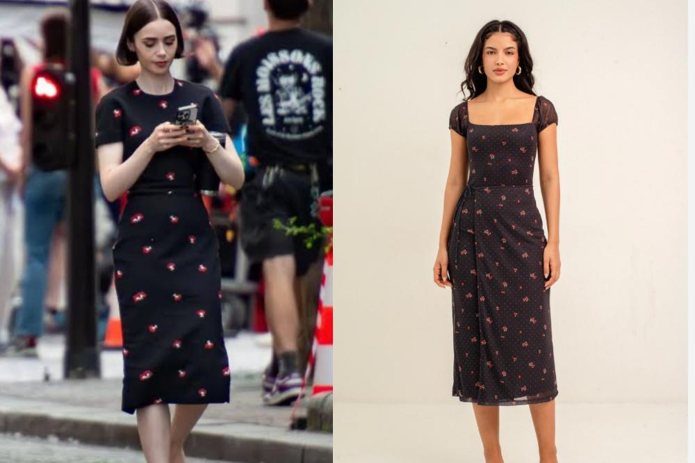 Vestido floral midi inspirado em Emily em Paris
